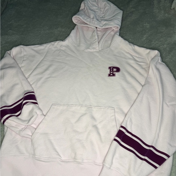 Pink Hooded Sweatshirt with Burgundy Accents - Picture 2 of 5